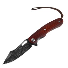 Outdoor Knife Folding Knife With Yellow Sandalwood Handle Survives In Damascus