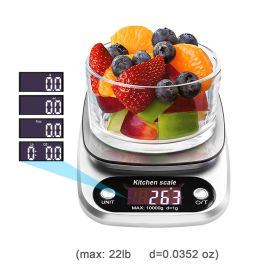 Supermarket Kitchen Scales Stainless Steel Weighing For Food Diet 22lb(1oz) Balance Measuring LCD Precision Electronic Vegetable Mark; Postal Scales/d