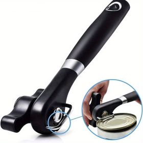 1pc Ergonomic Manual Can Opener with Soft Grips - Smooth Edge Cutting Can Opener for Kitchen & Restaurant - Food Grade Stainless Steel