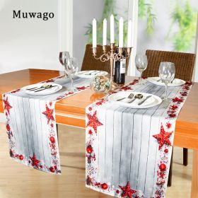 Muwago Christmas Stars Printing Resists Shrinkage Wrinkles Table Runner Firmer Literary Romance Christmas Party Table Decoration