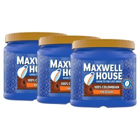 Maxwell House Medium Roast 100% Colombian Ground Coffee, 24.5 oz Canister, 3 Pack
