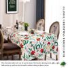 Muwago Winter Holiday Christmas Tablecloth, Red Flowers Wreath Bells Table Cloth, Durable Table Cover for Xmas/Dinner Party Decoration