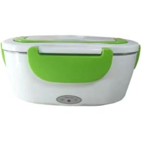 Insulated Lunch Box Large Capacity Heated Electric Lunch Box Stainless Steel Car Bento Box (Option: Green-European Standard)