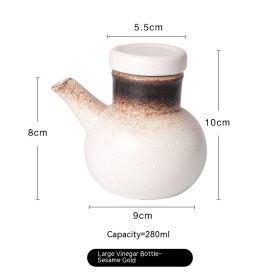Creative Japanese Ceramic Seasoning Pot Household Vinegar Bottle (Option: Sesame Gold 280ml)