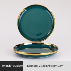 Ceramic Bowl Suit Peacock Green Plate Dinner (Option: 10 Inch Plate Dish)