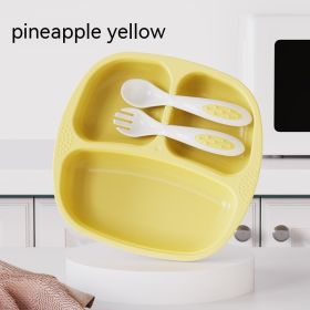Baby Eating Special Solid Food Bowl Drop-resistant Three Grid Divided Plate (Option: Pineapple Yellow)