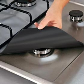 4 Piecespack  Gas Stove Protective Pad Antifouling Anti-oil Mat Cleaning Pad Spot (Option: Black 4 Pieces)