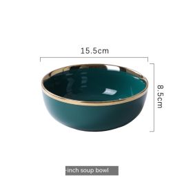 Ceramic Bowl Suit Peacock Green Plate Dinner (Option: 6 Inch Noodle Bowl)