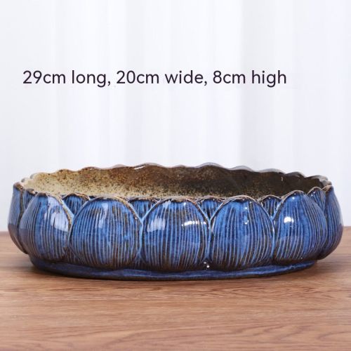 Succulent Flower Pot Shallow Mouth Oval Rectangular Large Diameter Platter Porcelain Simple Retro Stoneware