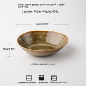Nordic Style Ceramic Yellow Kiln Baked Glossy Dinosaur Egg Water Drop Bowl (Color: yellow)