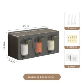 Drawer Type Seasoning Box Household Kitchen Spice Jars Combination (Option: Three Plaid Gray Gold)