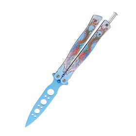Butterfly Folding Knife Outdoor Training Flail Knife (Option: Peacock Blue-220)