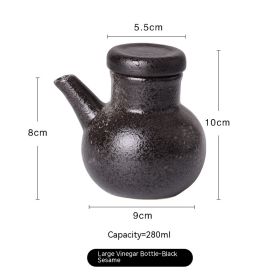 Creative Japanese Ceramic Seasoning Pot Household Vinegar Bottle (Option: Black Sesame 280ml)