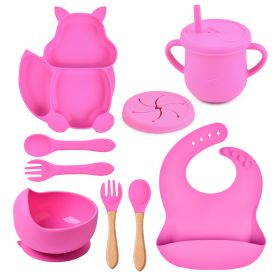 Silicone Squirrel Tableware Baby Silicone Food Supplement Set Baby Spork Integrated Silicone Plate Suit (Option: Y8-Suit)