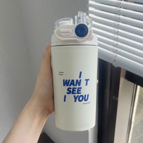 Junior High School Student Water Cup Special Insulation For School Men And Women Large Capacity (Option: White English 500ml-2.1L)