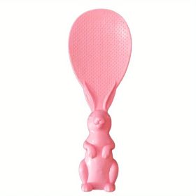 1pc Cute Rabbit Non-Stick Rice Scoop; Bunny Shape Standable Rice Scooper; Household Rice Cooker Rice Spoon; Cartoon Rice Spoon (Color: Pink)
