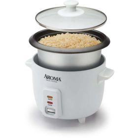 6 Cup Non-Stick Pot Style White Rice Cooker, 3 Piece (Color: White)