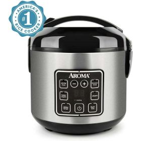 8-Cup (Cooked) Rice & Grain Cooker, Steamer, New Bonded Granited Coating (Color: Black)