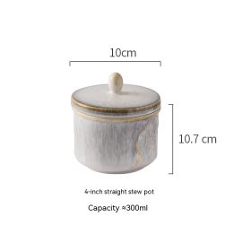 Household Ceramic Covered Water Proof Stewing Cup (Option: Gold Grey Ginseng Cup 4inches)