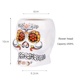 Hawaii Personality Ceramic Cup (Option: White Flower Skull-Others)