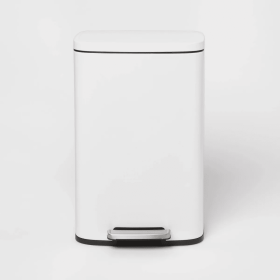 45L Rectangular Step Trash Can (Color: White)