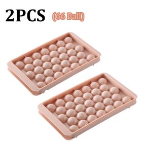 66/33 Ice Ball Mold Hockey Frozen Mini Ball Maker Mold Round Ice Cube Mold with Lid Ice Tray Box Whiskey Cocktail Kitchen Tools (Color: 2PCS 66Ball)