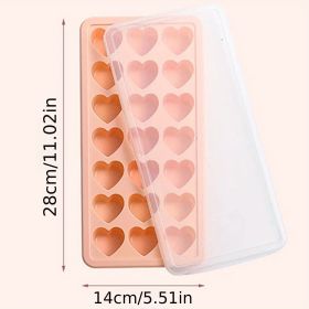 1pc High Quality Silicone 21 Even Love Ice Cube Ice Tray Mold Heart Shaped Silicone Ice Box (Color: Pink)