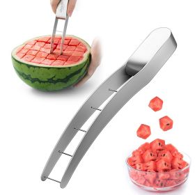 1pc Watermelon Cutter Slicer, Stainless Steel Watermelon Cube Cutter Quickly Safe Watermelon Knife, Fun Fruit Salad Melon Cutter For Kitchen Gadget (Items: Watermelon Slicer)