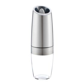 Electric Salt and Pepper Grinders Stainless Steel Automatic Gravity Herb Spice Mill Adjustable Coarseness Kitchen Gadget Sets (Color: 1pcs Silver)