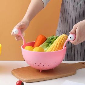 1pc Kitchen Strainer - Big-Eyed Monster Design BPA-Free Food Strainer For Fruits And Pasta - Fun And Safe (Color: Pink)