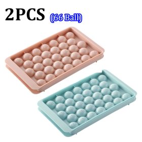 66/33 Ice Ball Mold Hockey Frozen Mini Ball Maker Mold Round Ice Cube Mold with Lid Ice Tray Box Whiskey Cocktail Kitchen Tools (Color: 2PCS 66Ball2)