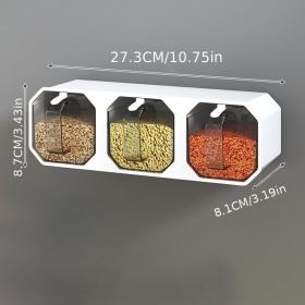 1pc Punch-free Wall-mounted Seasoning Box; Seasoning Jar; Kitchen Seasoning Storage Container; Seasoning Bottle; Spice Box Organizer; Seasoning Storag (Color: White Three Grid)