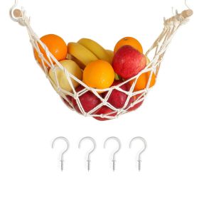 Fruit Hammock,Gray Fruit Basket, 100% Cotton, Screws & S Hooks, Banana Holder, Hanging Fruit Basket for Potato Storage (Color: Type 2)