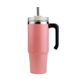 30oz 20oz Handle Vacuum Thermal Mug Beer Cup Travel Car Thermo Mug Portable Flask Coffee Stainless Steel Cups With Lid And Straw (Capacity: 600ml, Color: Nordic Powder)