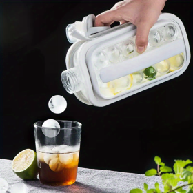 1pc Ice Ball Maker Kettle Kitchen Bar Accessories Gadgets Creative Ice Cube Mold 2 In 1 Multifunctional Container Pot (Color: White)
