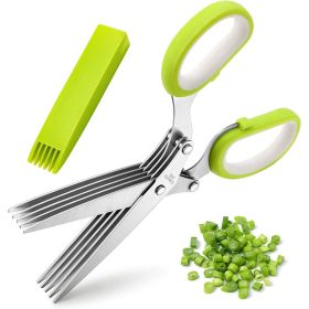 1pc 5 Blade Kitchen Herb Shears Herb Cutter For Chopping Basil Chive Parsley (size: ONE SIZE)