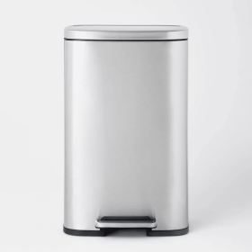 45L Rectangular Step Trash Can (Color: Silver)