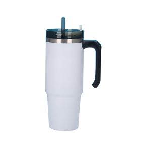 30oz 20oz Handle Vacuum Thermal Mug Beer Cup Travel Car Thermo Mug Portable Flask Coffee Stainless Steel Cups With Lid And Straw (Capacity: 600ml, Color: White)