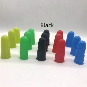 Silicone Finger Stall Anti-scald Non-slip High Temperature Resistant Fingertip Protective Cover With Particles Three Yards Food Grade (Color: Black)
