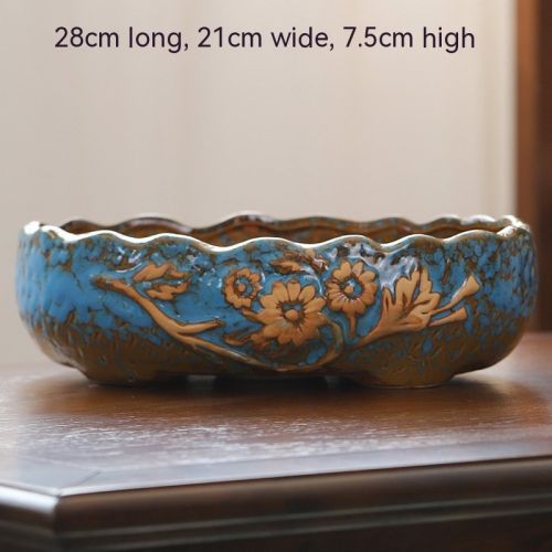 Succulent Flower Pot Shallow Mouth Oval Rectangular Large Diameter Platter Porcelain Simple Retro Stoneware Succulent Flower Pot Shallow Mouth Oval Rectangular Large Diameter Platter Porcelain Simple Retro Stoneware