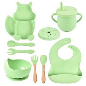 Silicone Squirrel Tableware Baby Silicone Food Supplement Set Baby Spork Integrated Silicone Plate Suit (Option: Y3-Suit)