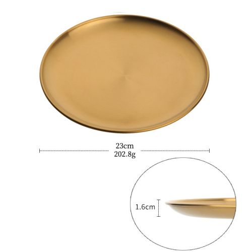 Korean Style Stainless Steel Barbecue Plate Brushed Round Color Fruit Food Plate Tableware