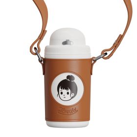 316 Stainless Steel Thermos Cup Children's Straw Cup (Option: F Xiaomei Brown-520ml)