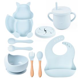 Silicone Squirrel Tableware Baby Silicone Food Supplement Set Baby Spork Integrated Silicone Plate Suit (Option: Y5-Suit)