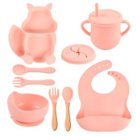 Silicone Squirrel Tableware Baby Silicone Food Supplement Set Baby Spork Integrated Silicone Plate Suit (Option: Y12-Suit)