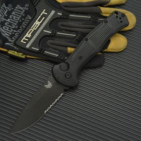 9070 Folding D2 Steel High Hardness A Folding Knife (Option: Black Pointed Half Teeth)
