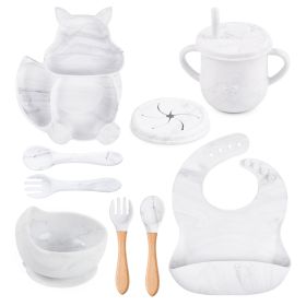 Silicone Squirrel Tableware Baby Silicone Food Supplement Set Baby Spork Integrated Silicone Plate Suit (Option: Y1-Suit)