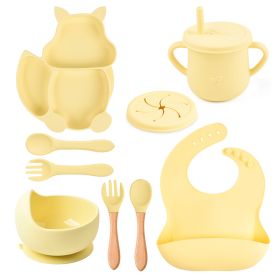 Silicone Squirrel Tableware Baby Silicone Food Supplement Set Baby Spork Integrated Silicone Plate Suit (Option: Y11-Suit)