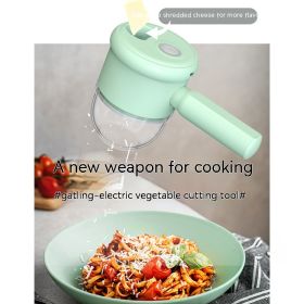 Multifunctional Electric Vegetable Cutting Mashed Garlic Kitchen Storm Slicer Household Hand-held Cooking Hammer Suit (Option: Storm Green)