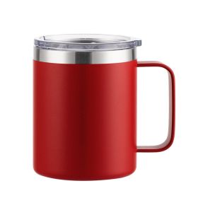 Simple Solid Color Stainless Steel Mug Cup Handle Cup (Option: Spray Plastic Red-24oz)